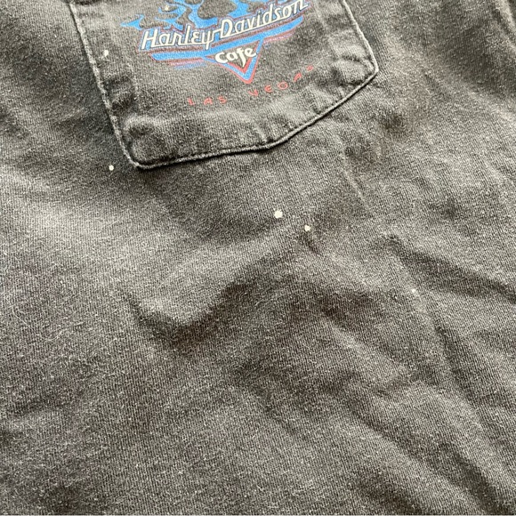 Vintage Harley Davidson motorcycles Las Vegas cafe blue flames graphic shirt - Picture 3 of 4